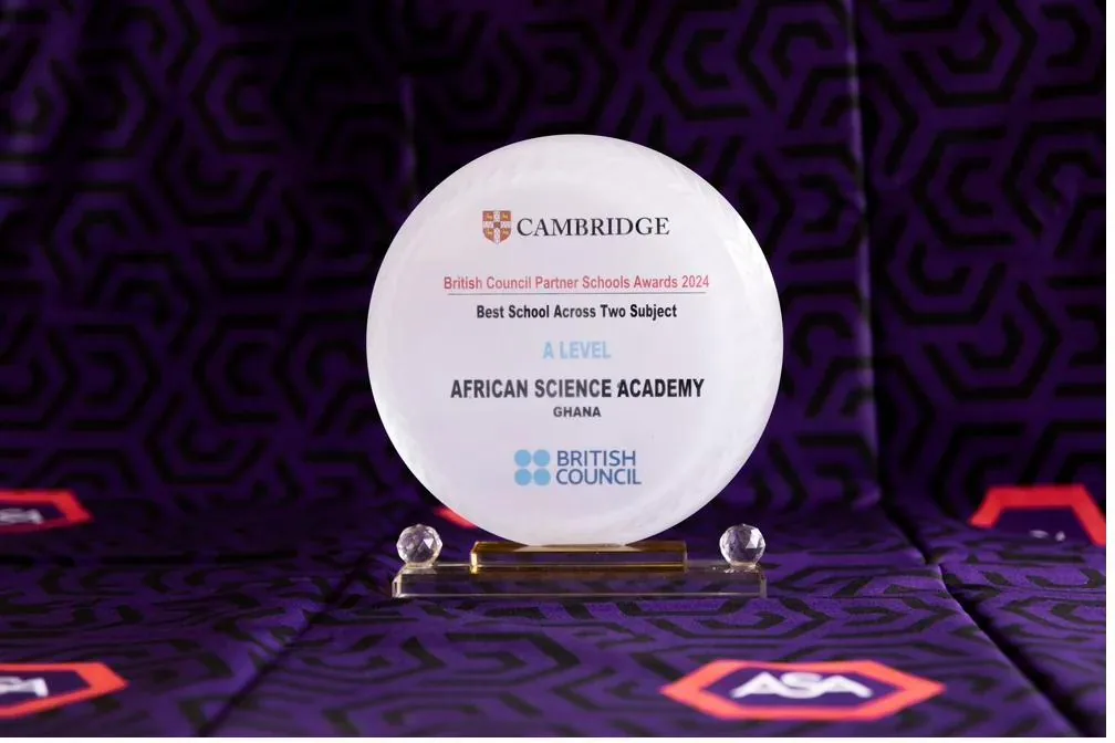 British Council Partner Schools Award trophy for Best School Across Two Subjects