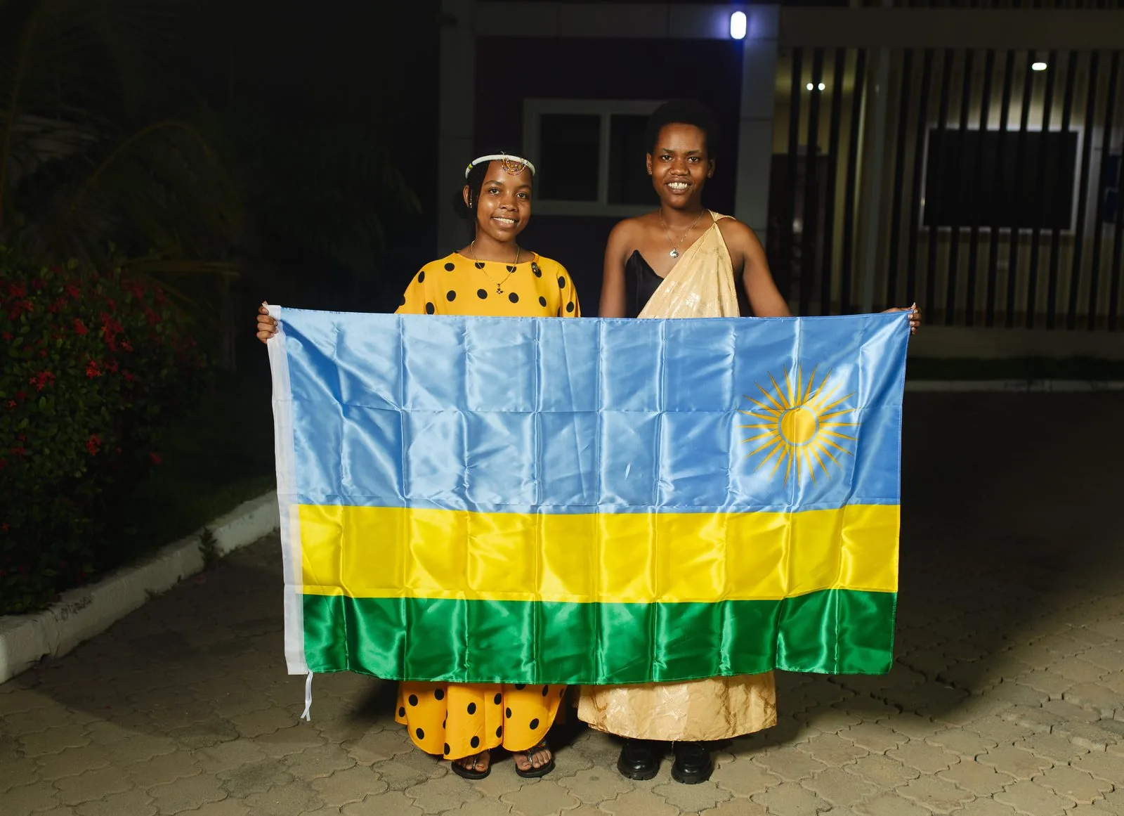 ASA students from Rwanda with their national flag