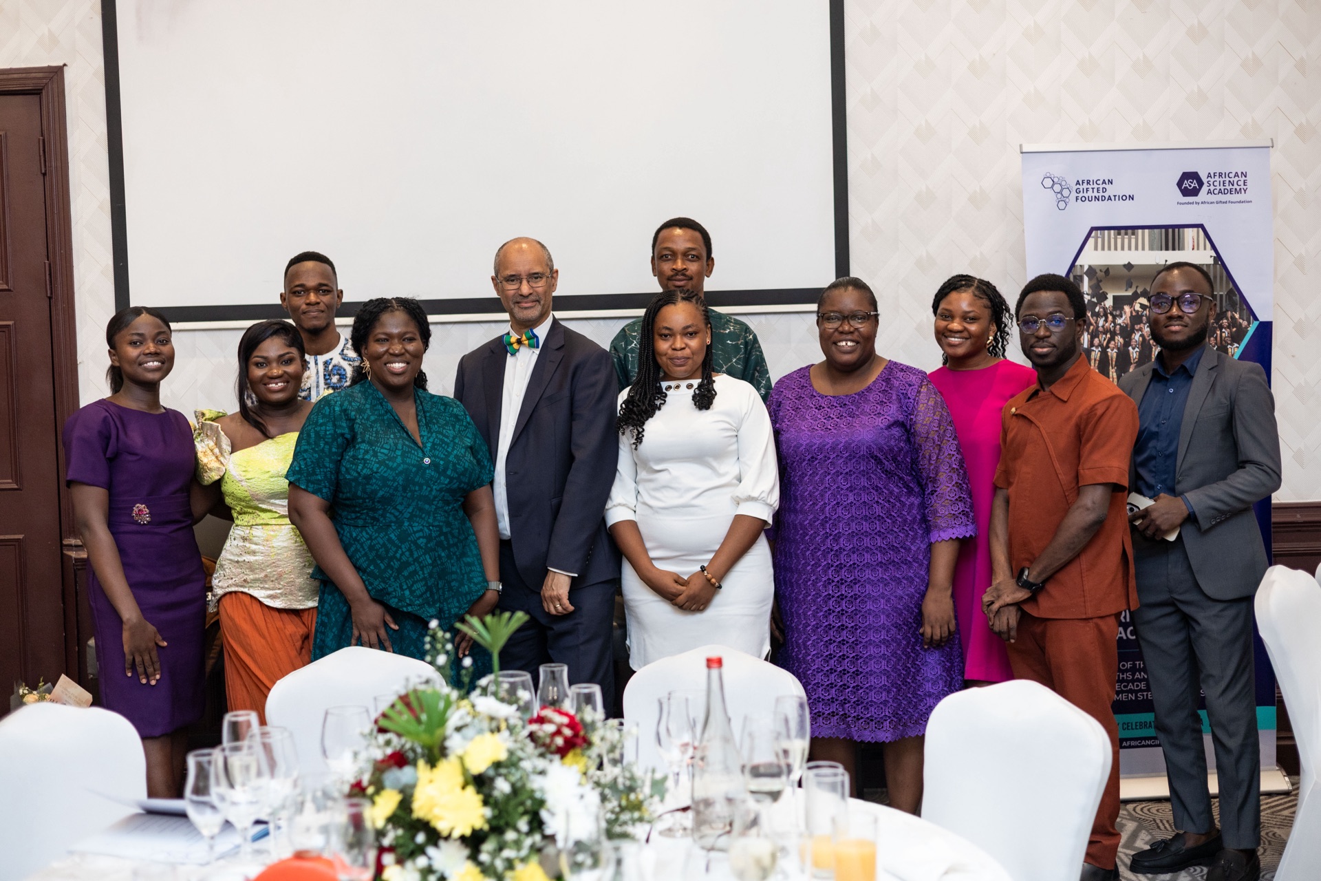 Tom Ilube CBE with the AGF and ASA team at the African Science Academy's 10th anniversary celebration
